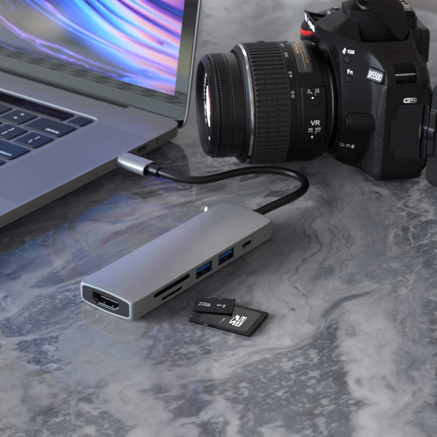Type- C Adapter 6 in 1, USB- C To HDMI+ PD Adapter (BYL-2010)