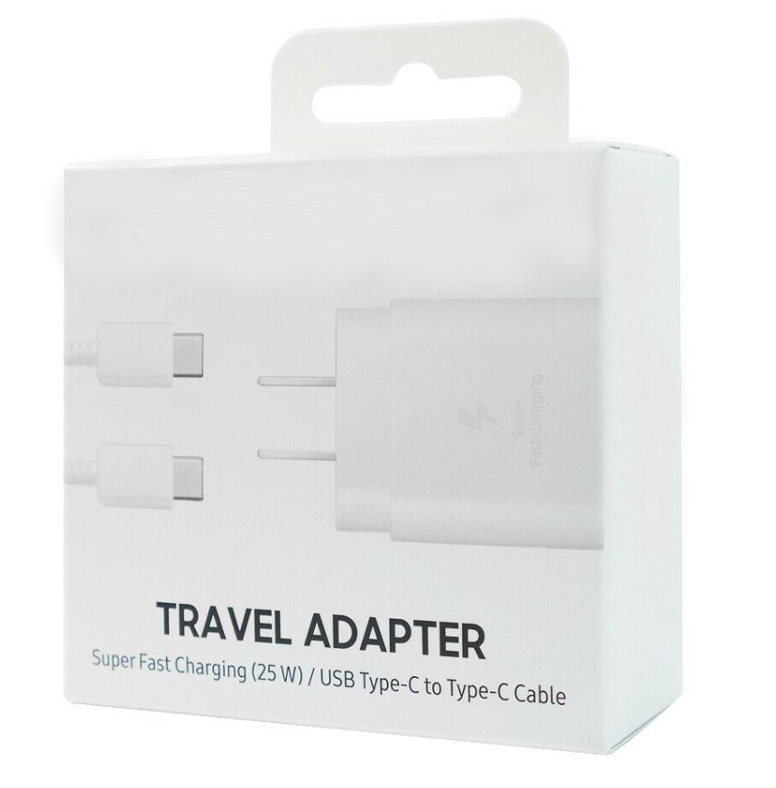 2 in 1 Type-C 25W Super Fast Charging Adapter w/ Type-C to Type-C Cable 3ft / 1m (White Box)