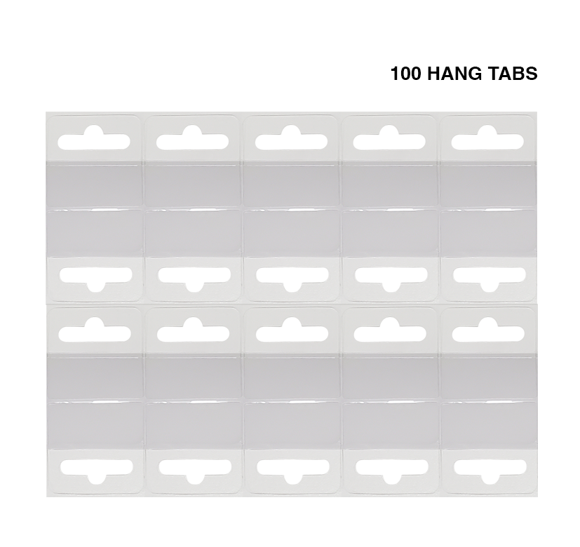 100 units of Clear Plastic Hang Tab - (10 Sheets of 10 units)