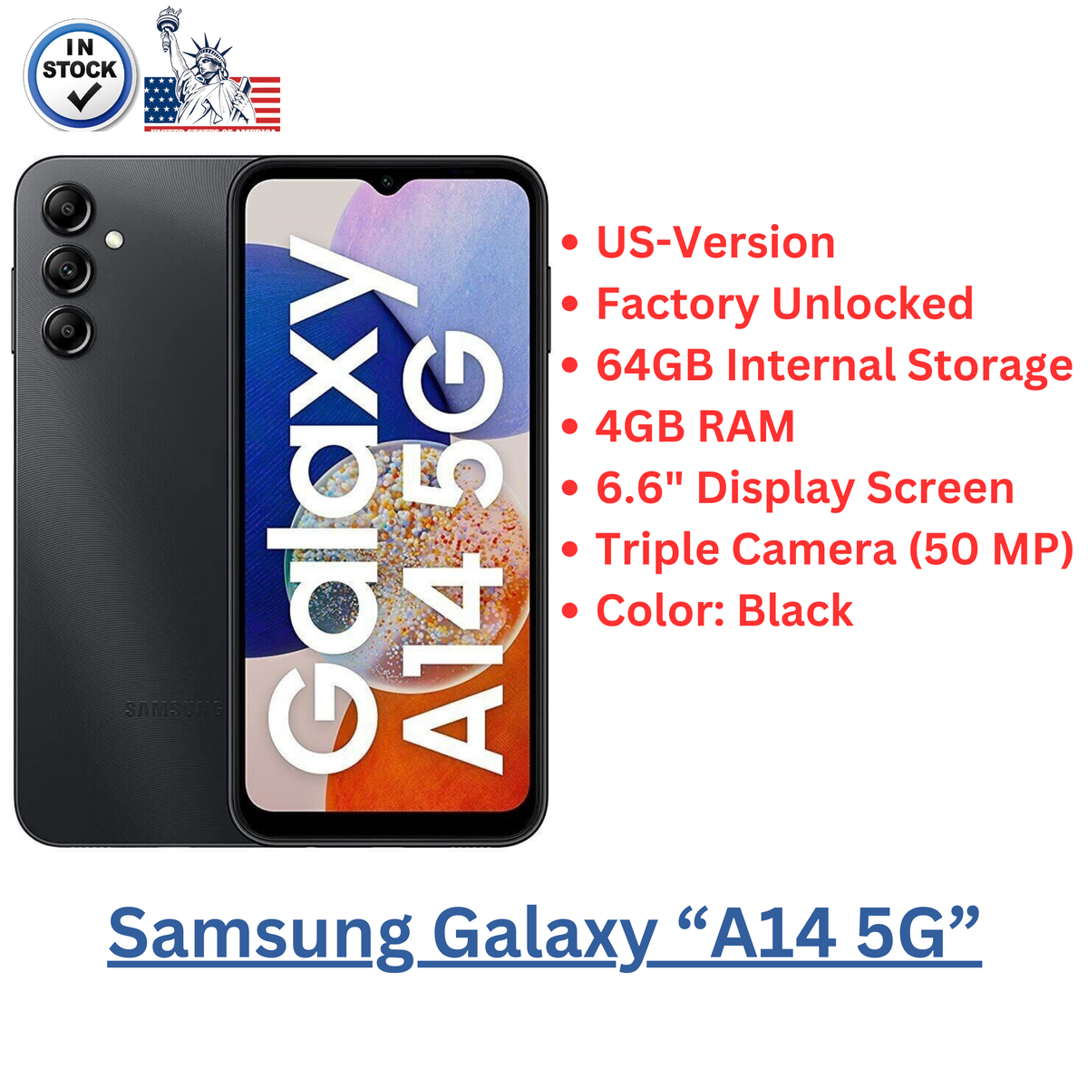 Samsung Galaxy A14 '5G' Single Sim Factory Unlocked Android Samsung Galaxy A14 '5G' Single Sim Factory Unlocked Android