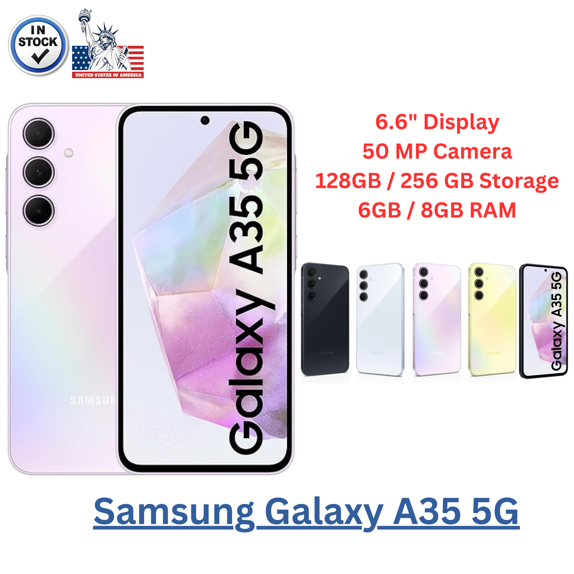 Samsung Galaxy A35 '5G' Dual Sim GSM Unlocked Android Smartphone