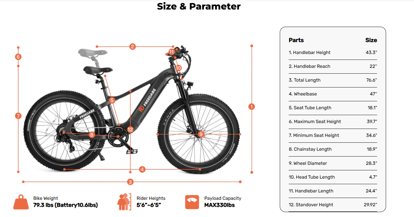 Freedare Saiga Electric Mountain Bike – 750W Motor, 48V Battery, Full Suspension E-Bike