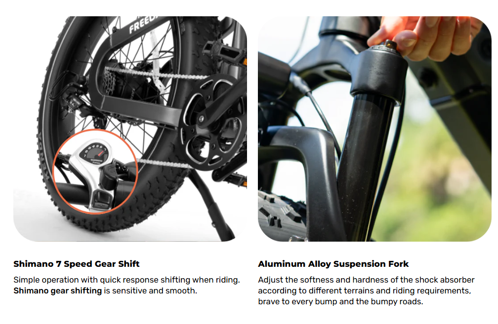 Freedare Saiga Electric Mountain Bike – 750W Motor, 48V Battery, Full Suspension E-Bike