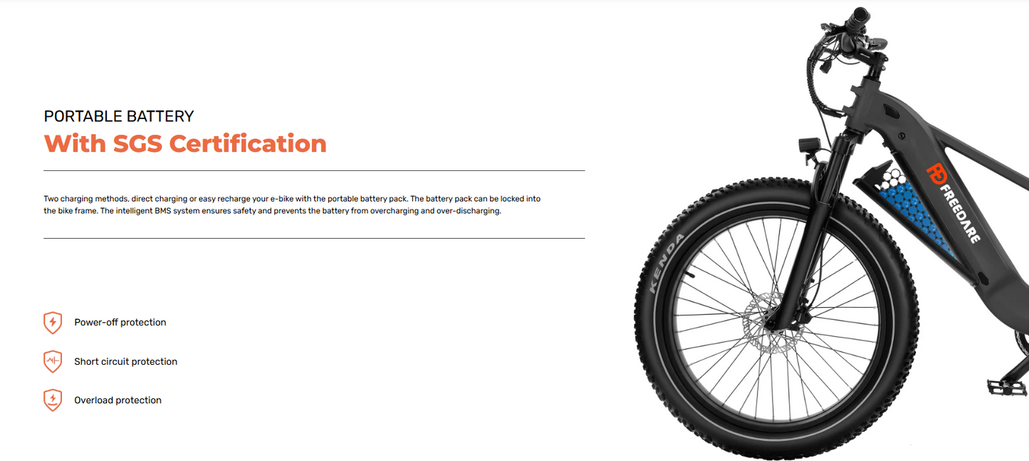 Freedare Saiga Electric Mountain Bike – 750W Motor, 48V Battery, Full Suspension E-Bike