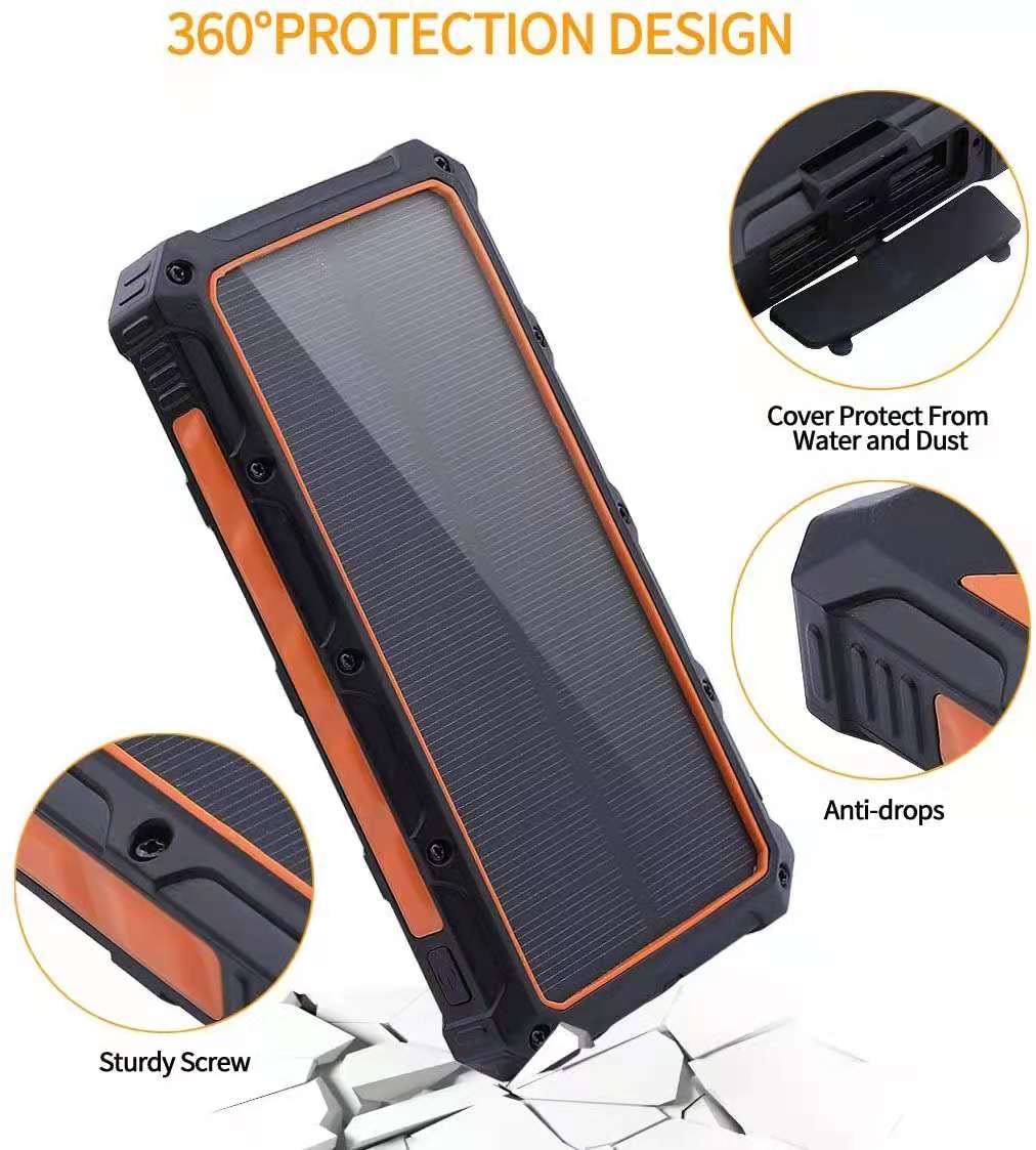 Power Bank - Solar Wireless Charging W/LED Light (20000mah)