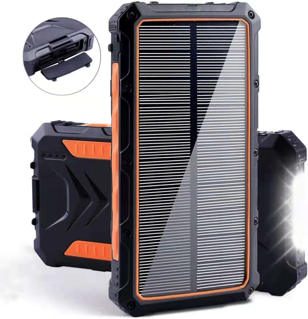 Power Bank - Solar Wireless Charging W/LED Light (20000mah)