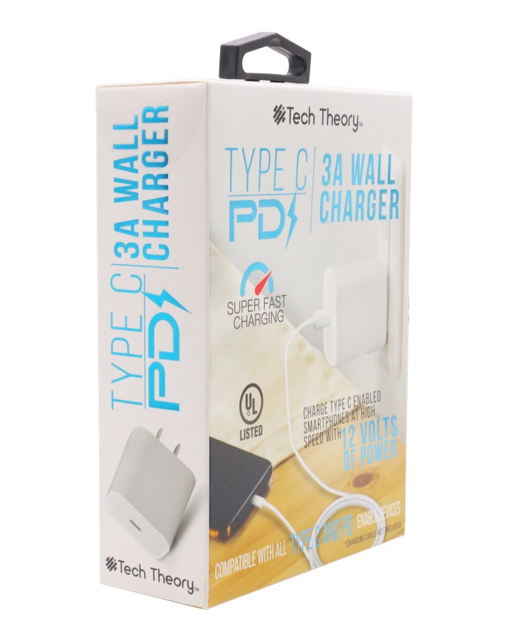 Tech Theory- USB Type- C 3A Wall Charger (12 Volt Of Power)