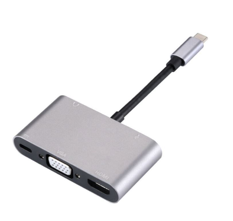 Type- C Adapter 5 in 1, USB- C To HDTV VGA & Audio + USB + PD (BYL-2002)