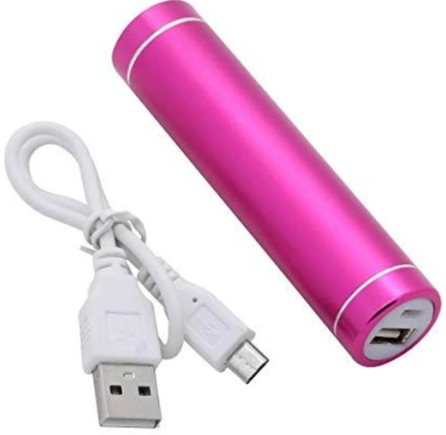 Power Bank 3000 mAh (Cylindrical Lipsticks Style Metallic Finish)