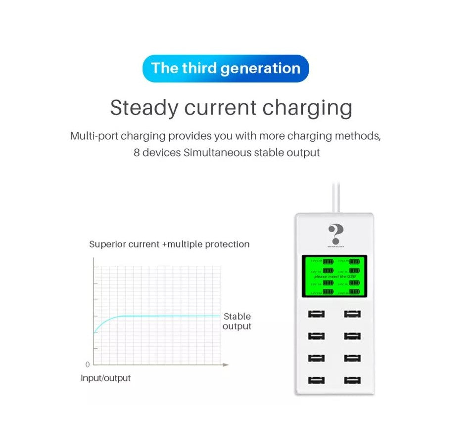 40W USB Charger with 8 Port