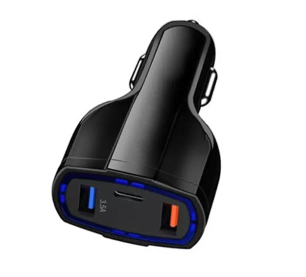 Qualcomm Car Charging Adapter 35W- 2port USB & 1port Type-C (7A QC 3.0)