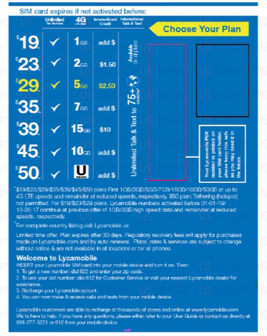 Sim Card- Lyca Mobile $39 plan(Prepaid) (15GB)