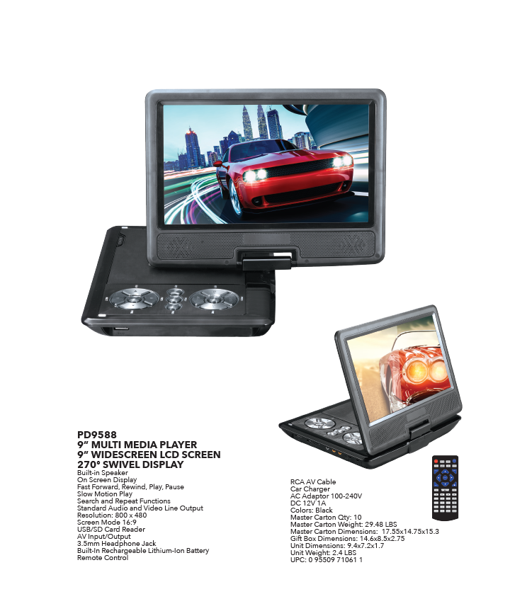 Portable Multimedia Player 9'' (PD9588)