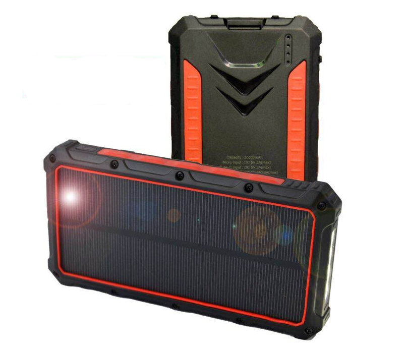 Power Bank - Solar Wireless Charging W/LED Light (20000mah)