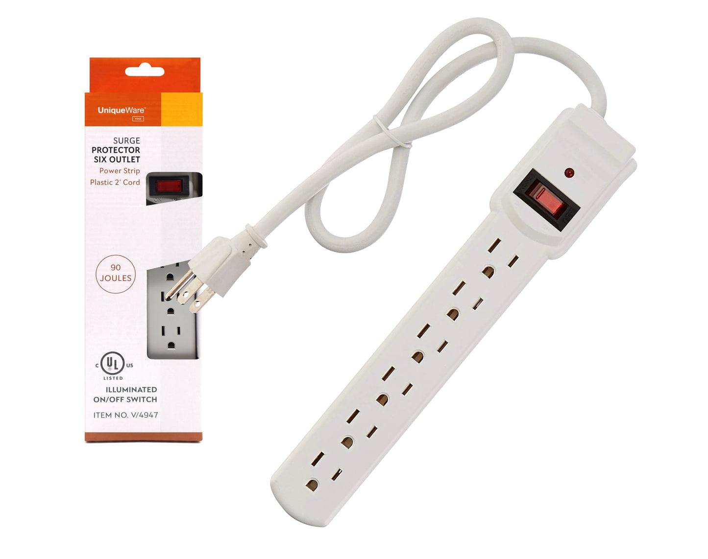 6 Outlet Power Strip- 2ft Cord (V/4947)