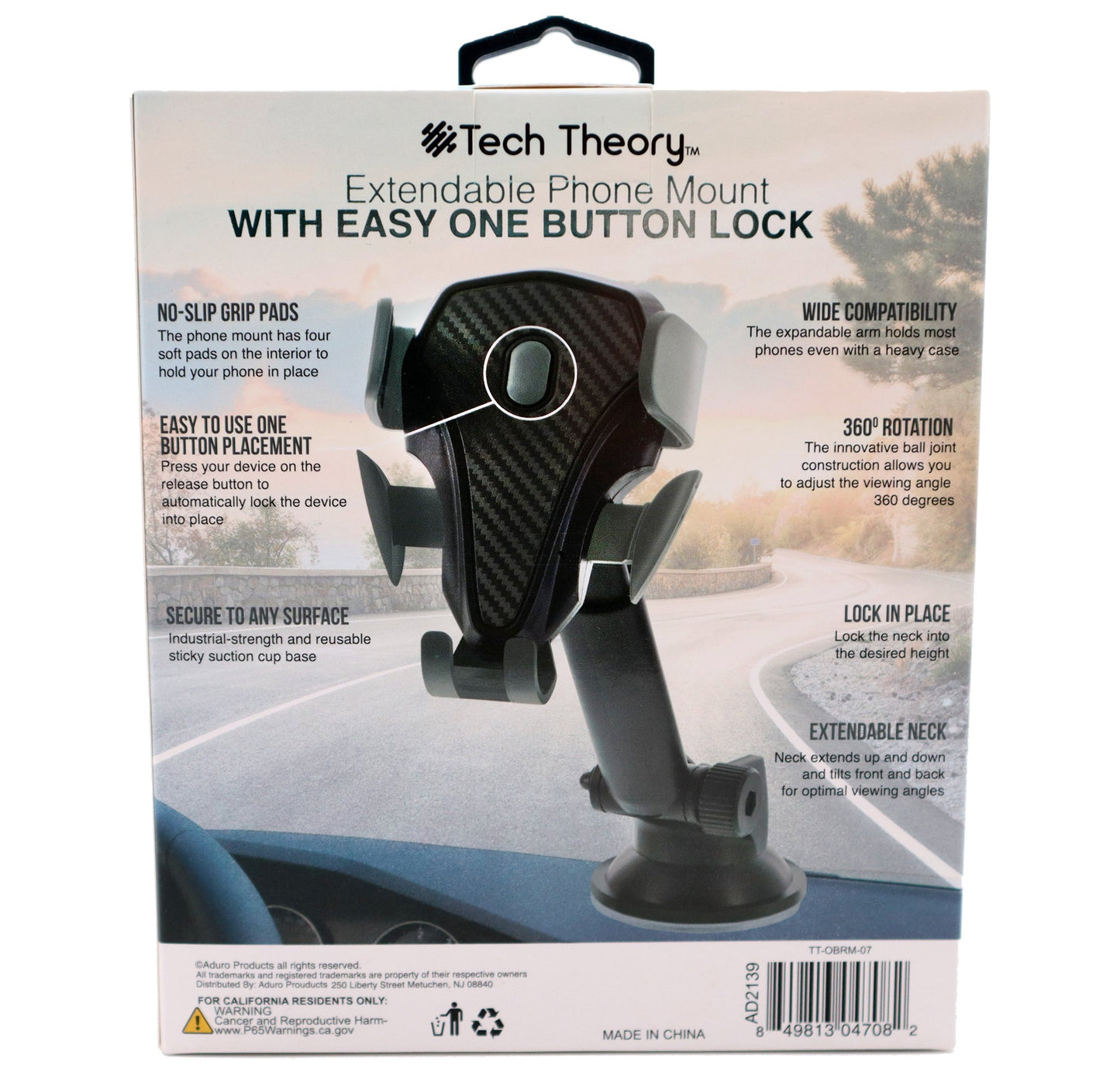 Tech Theory -Extendable Phone Dashboard Mount (w Easy One Button Lock) (TT-OBRM-01)