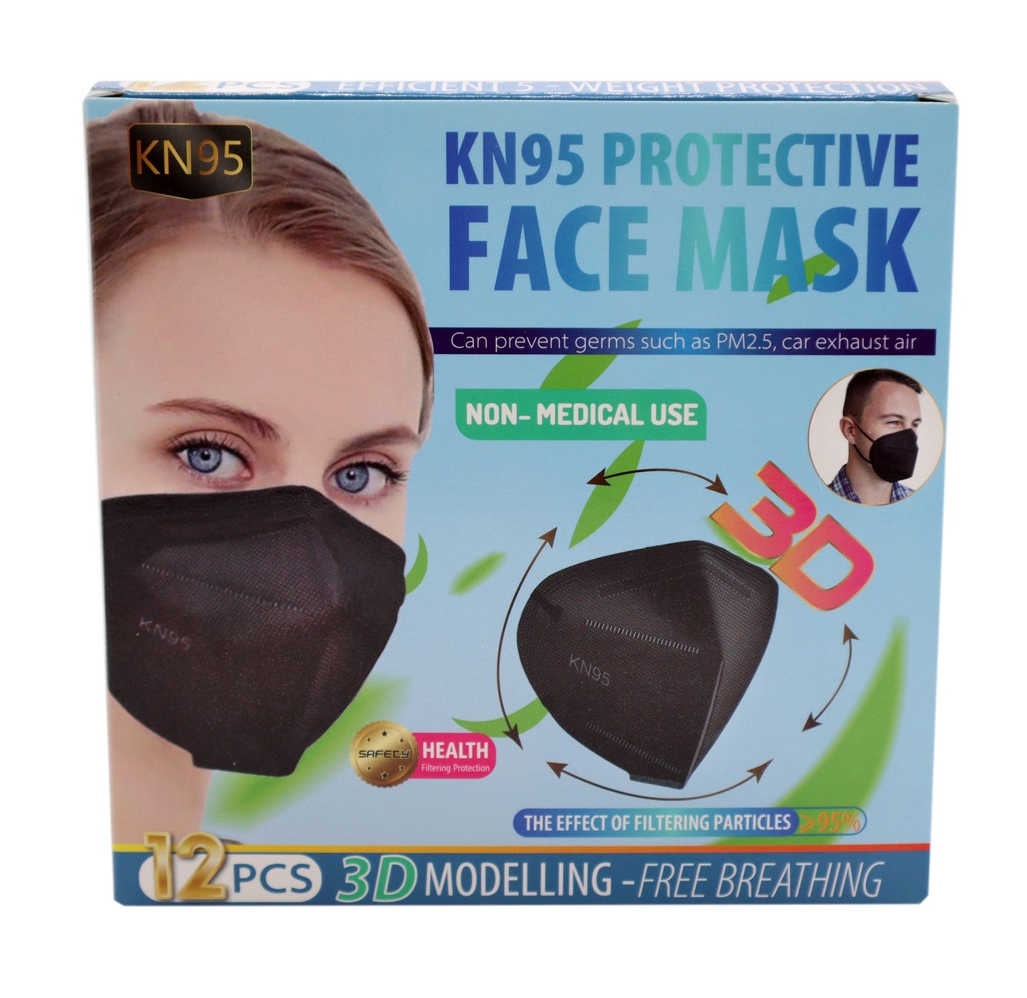 KN95 Mask- 12pcs/ Box- Black Color