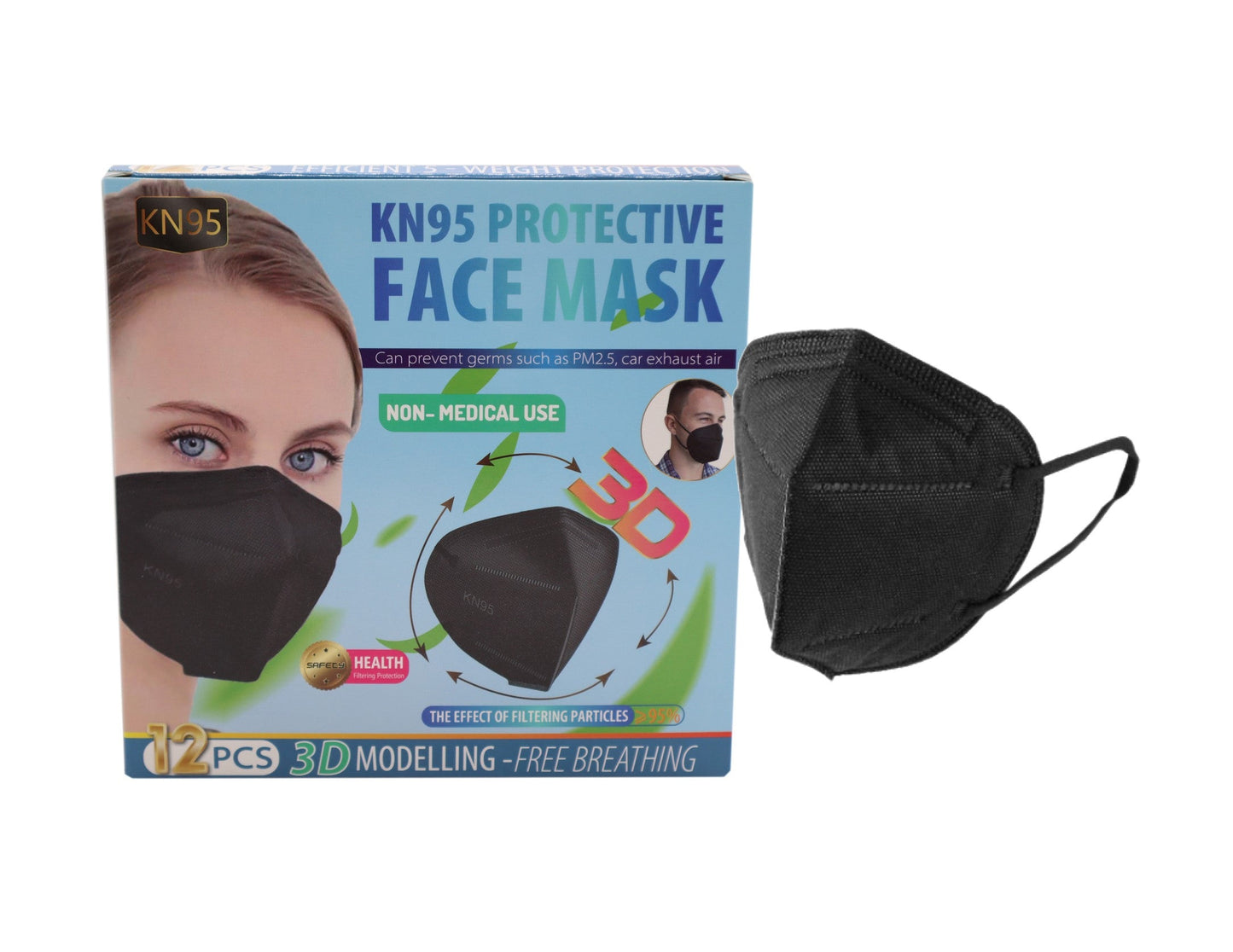 KN95 Mask- 12pcs/ Box- Black Color