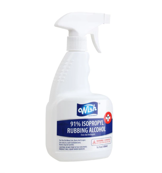 Wish 91% Isopropyl Rubbing Alcohol (16.9 oz./ 500ml) (60 Cases = 720 ct. per Pallet) (Unit Price- $4)