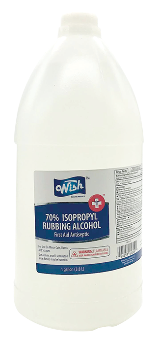 Wish 70% Isopropyl Rubbing Alcohol (1 Gallon/ 67.6 oz.) (45 cases = 180 ct. per Pallet) (Unit Price- $9)